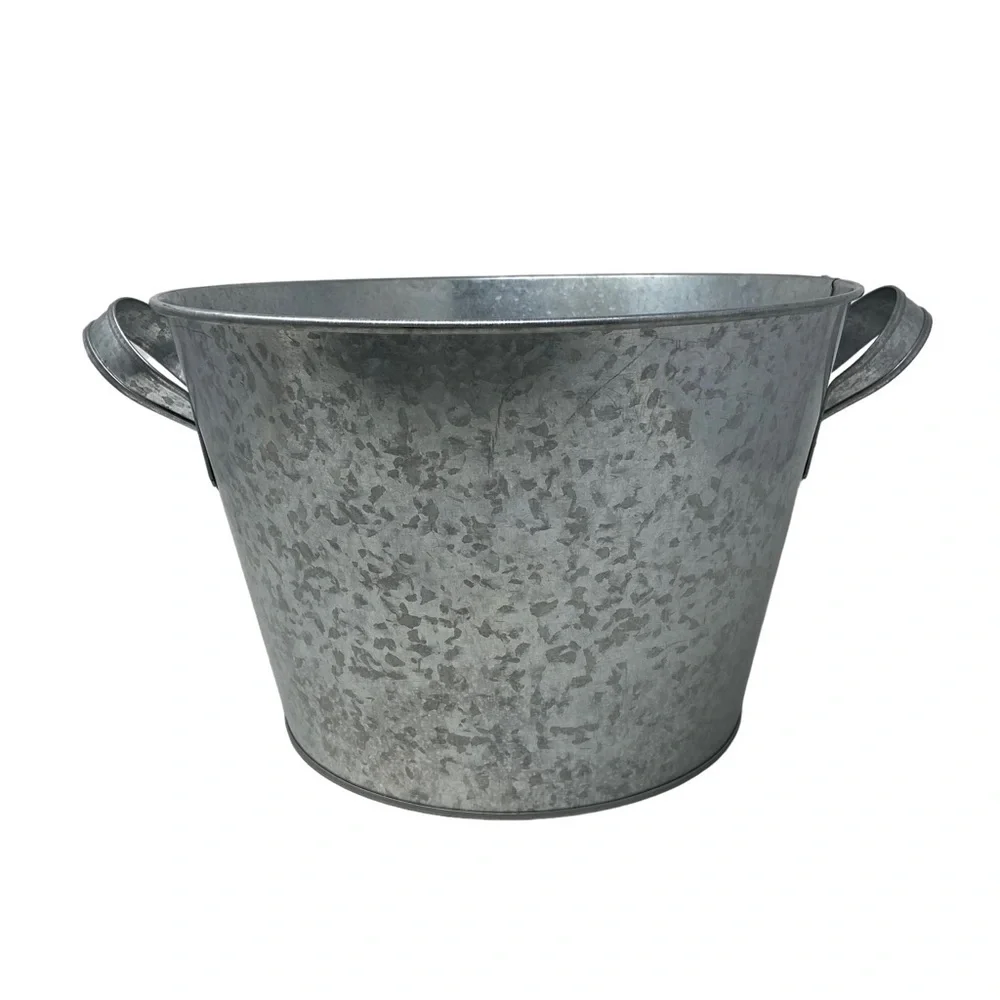 Galvanized | Monogrammed “M” | Bucket with Handles | 12”x8”